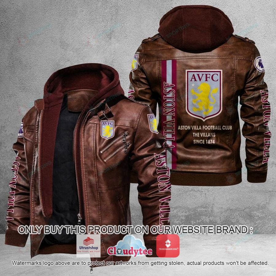 aston villa f c premieleague leather jacket 2 94273