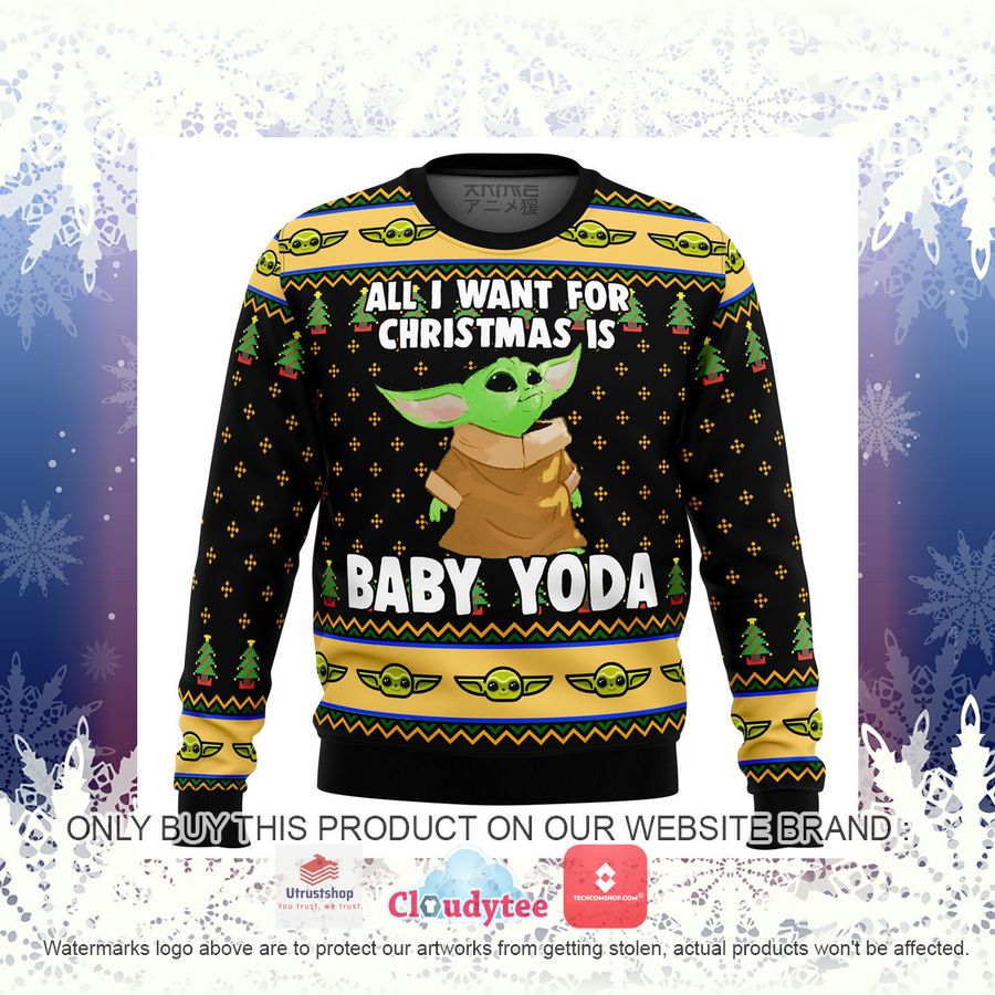 baby yoda all i want mandalorion star wars premium ugly christmas sweater 1 44832