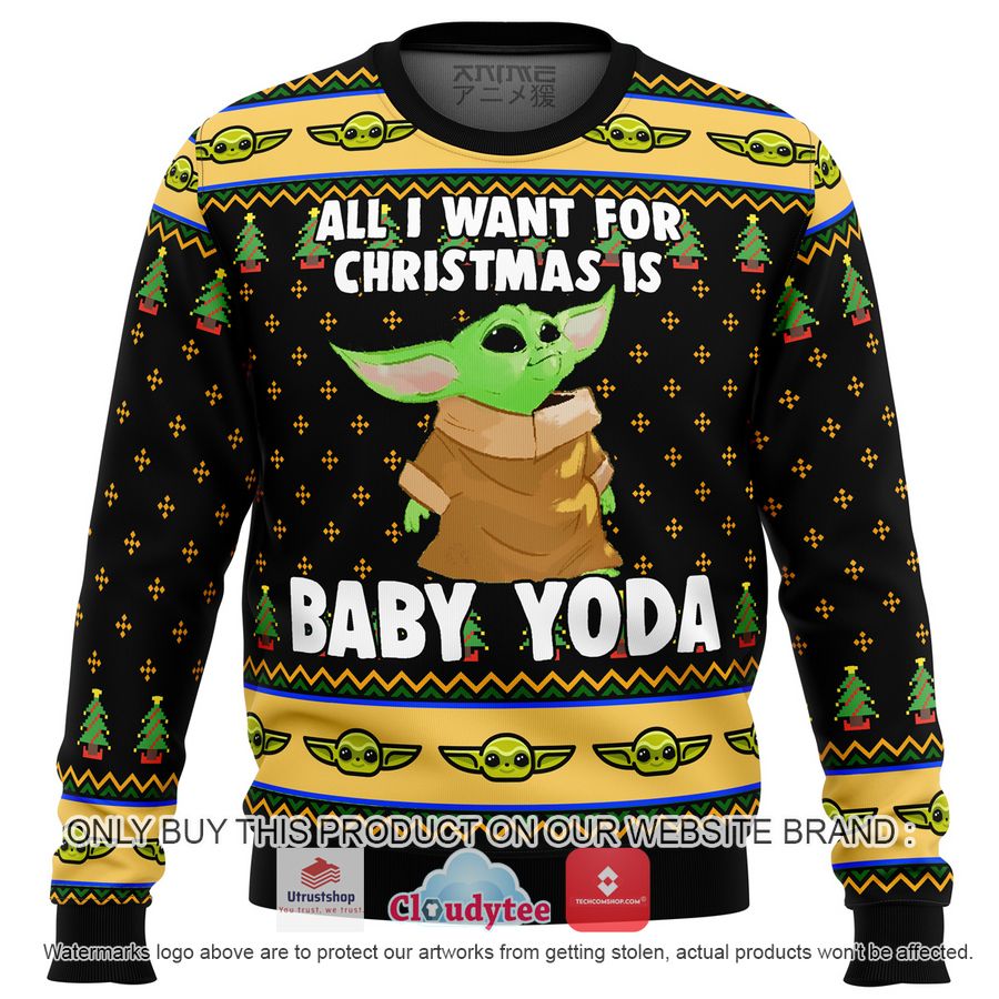 baby yoda all i want mandalorion star wars premium ugly christmas sweater 2 87934