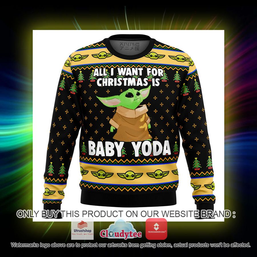 baby yoda all i want mandalorion star wars premium ugly christmas sweater 3 98352