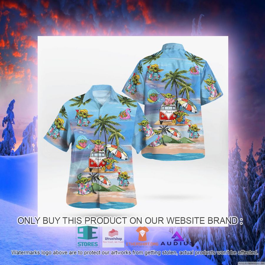 baby yoda summer time blue hawaii shirt shorts 8 68050