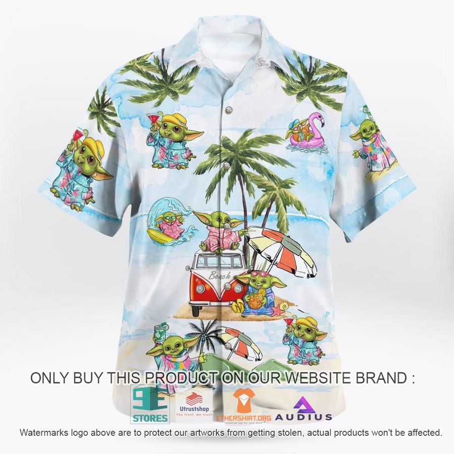 baby yoda summer time light blue hawaii shirt shorts 1 37994