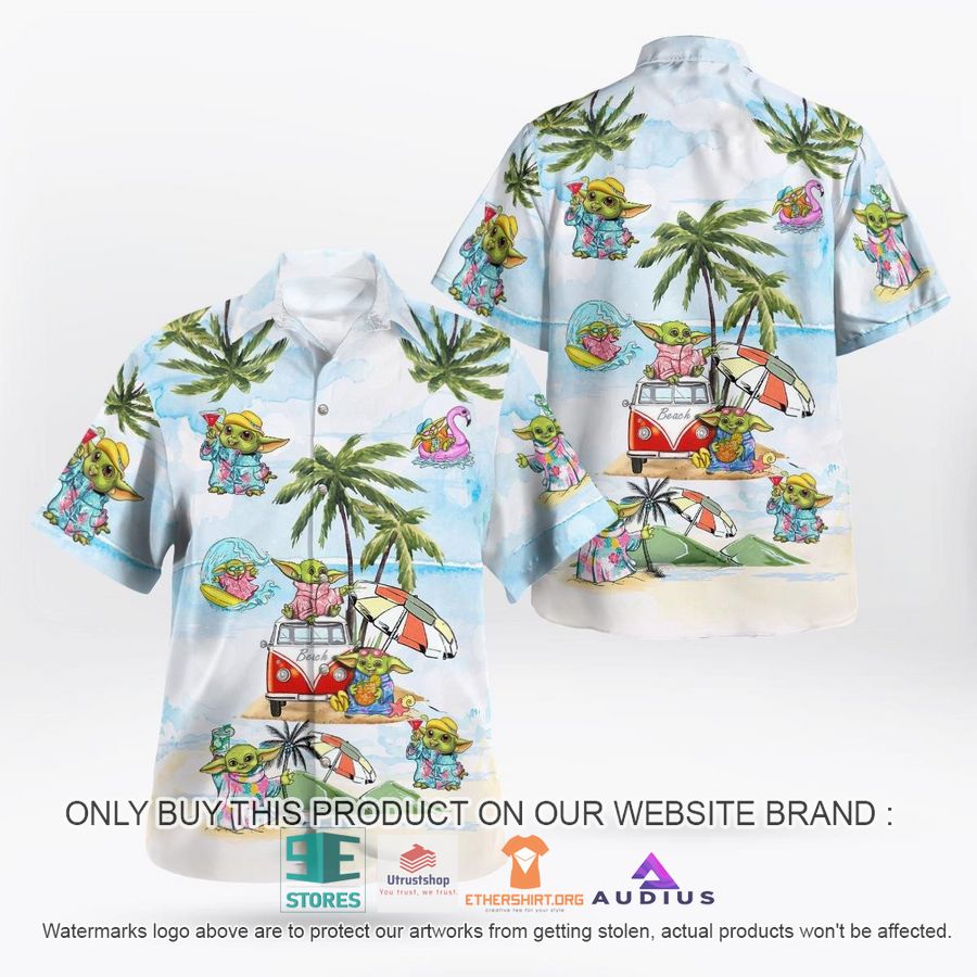 baby yoda summer time light blue hawaii shirt shorts 2 60309