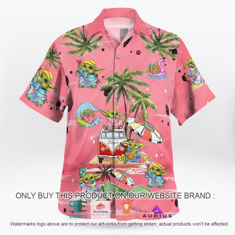 baby yoda summer time pink hawaii shirt shorts 1 66625