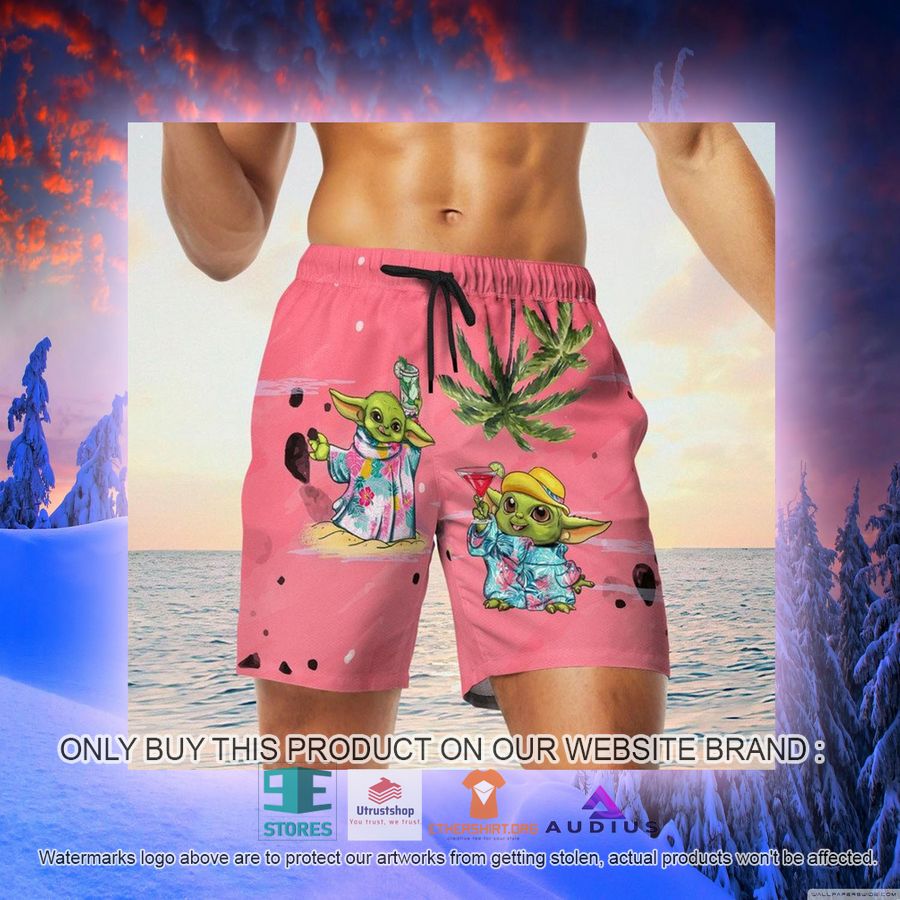 baby yoda summer time pink hawaii shirt shorts 11 3062