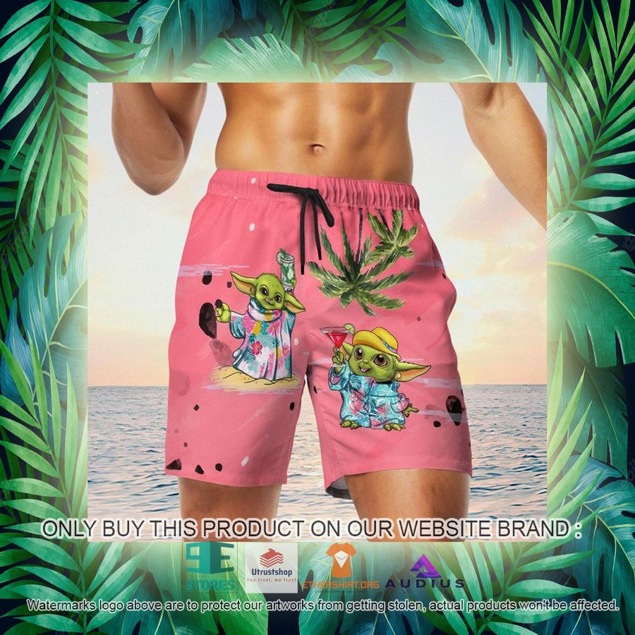 baby yoda summer time pink hawaii shirt shorts 17 97476