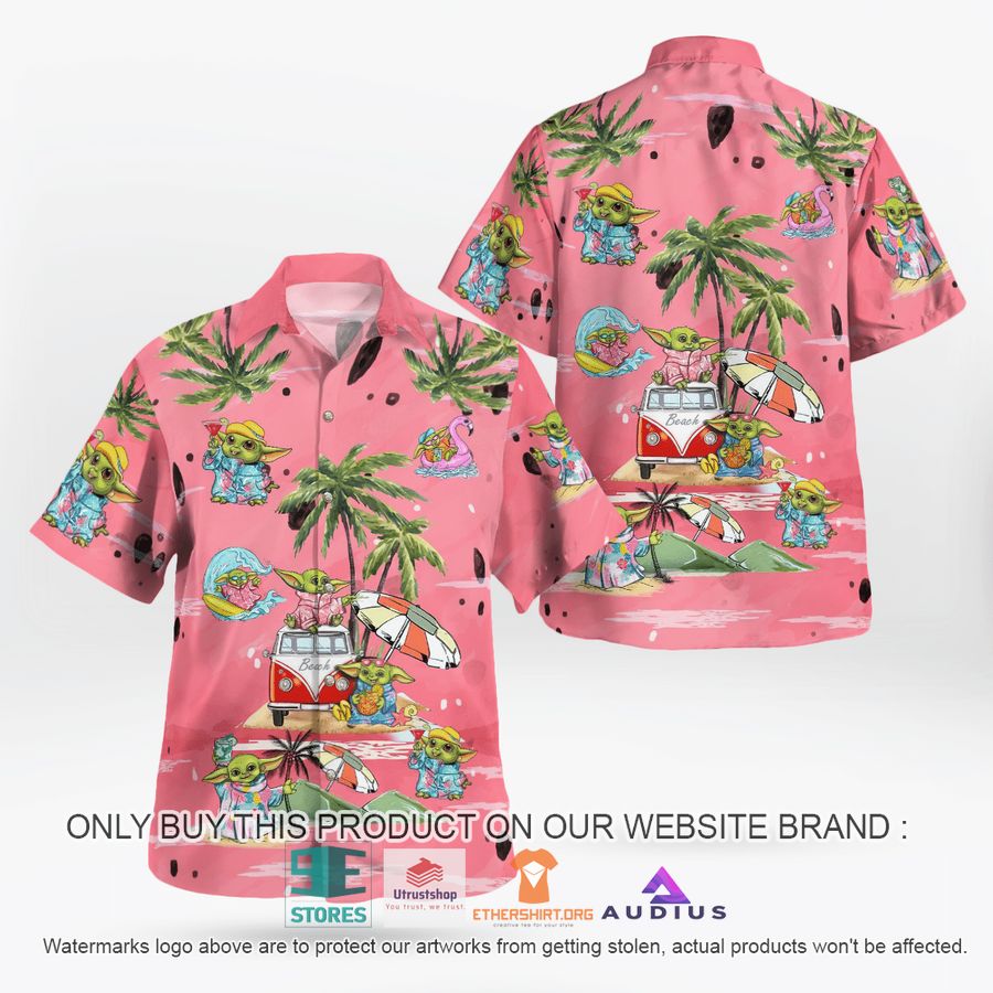 baby yoda summer time pink hawaii shirt shorts 2 87240