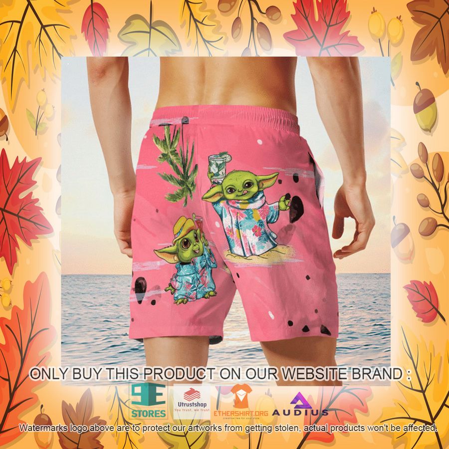 baby yoda summer time pink hawaii shirt shorts 24 59841
