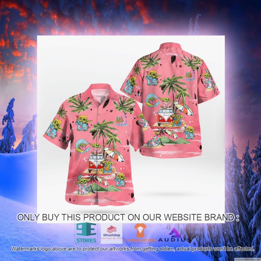 baby yoda summer time pink hawaii shirt shorts 8 2967