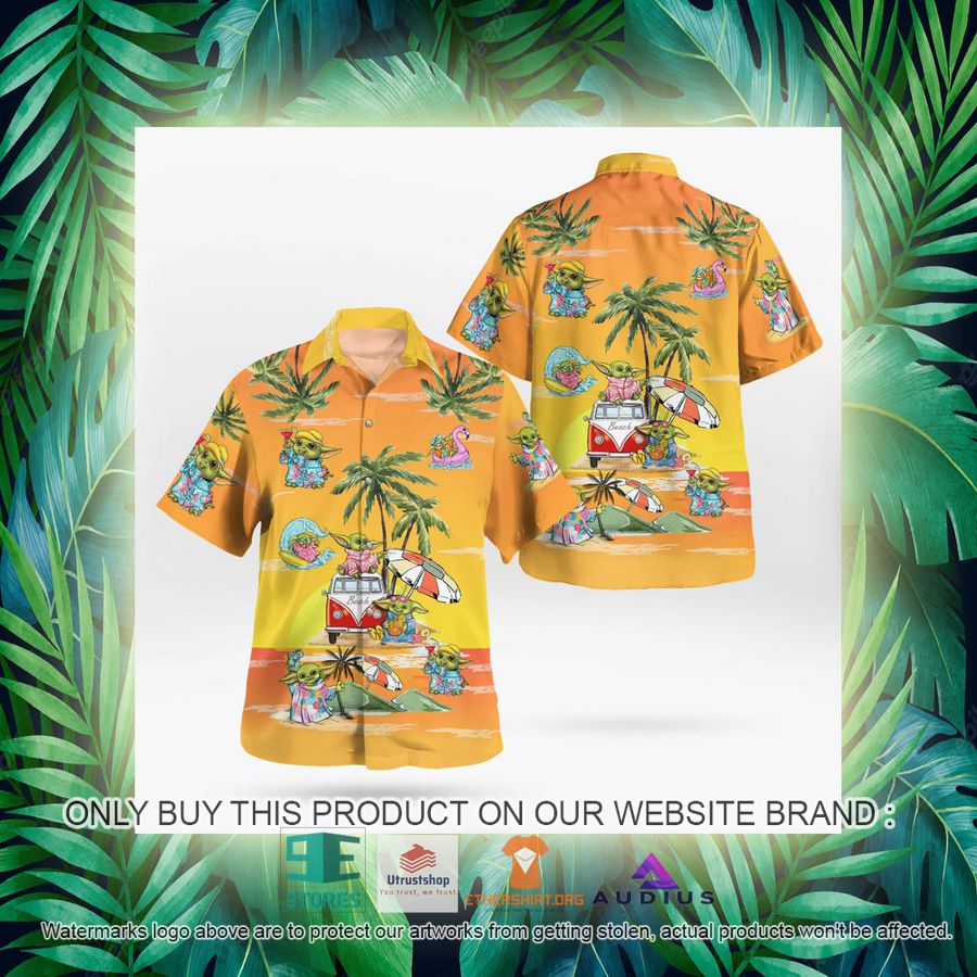 baby yoda summer time sunset yellow hawaii shirt shorts 14 56493