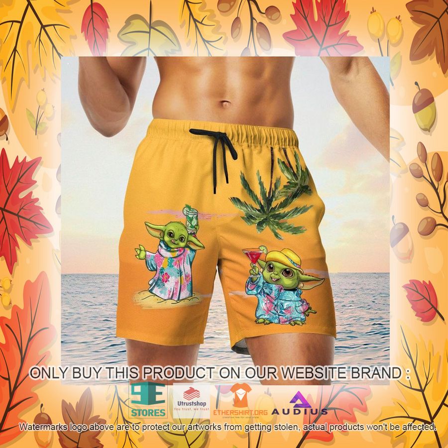 baby yoda summer time sunset yellow hawaii shirt shorts 23 20760