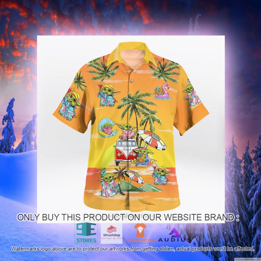 baby yoda summer time sunset yellow hawaii shirt shorts 7 72950