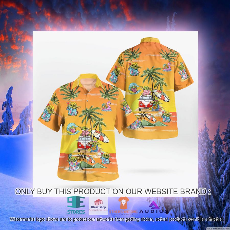baby yoda summer time sunset yellow hawaii shirt shorts 8 96834