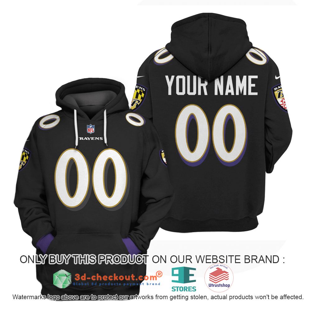 baltimore ravens nfl personalized black 3d shirt hoodie 2 76715
