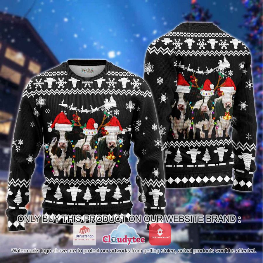 christmas cows black christmas all over printed shirt hoodie 1 4606
