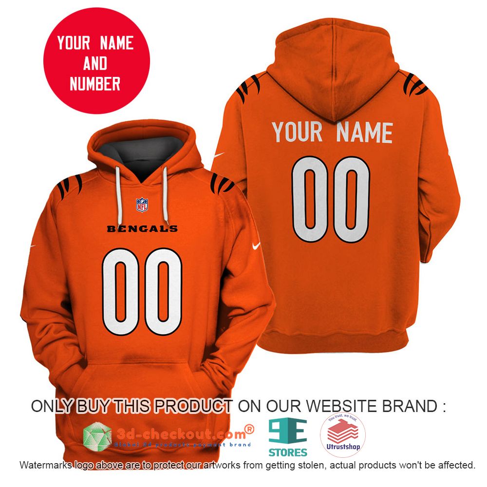cincinnati bengals nfl personalized orange 3d shirt hoodie 2 9158
