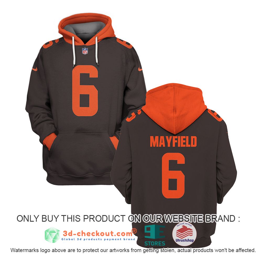 cleveland browns nfl baker mayfield brown orange 3d shirt hoodie 2 41195