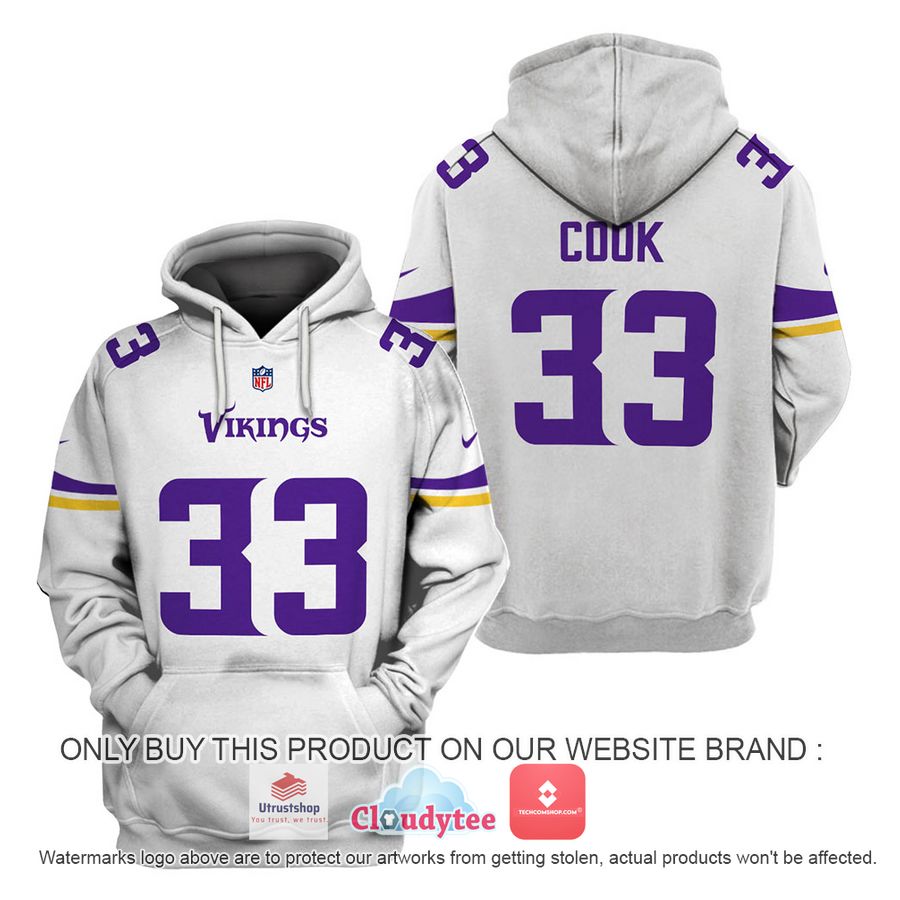 cook 33 minnesota vikings nfl purple white hoodie shirt 1 17433