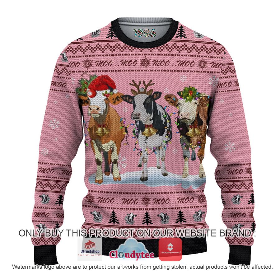 cows pink christmas all over printed shirt hoodie 1 94267