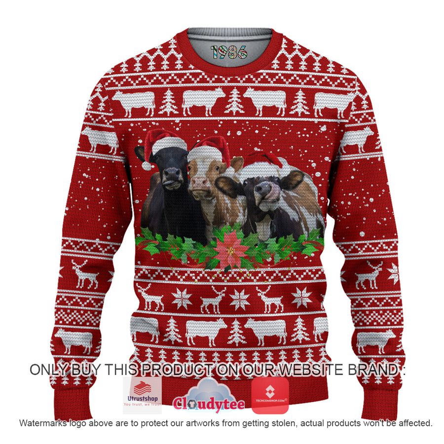 cows wears christmas hat christmas all over printed shirt hoodie 1 31577