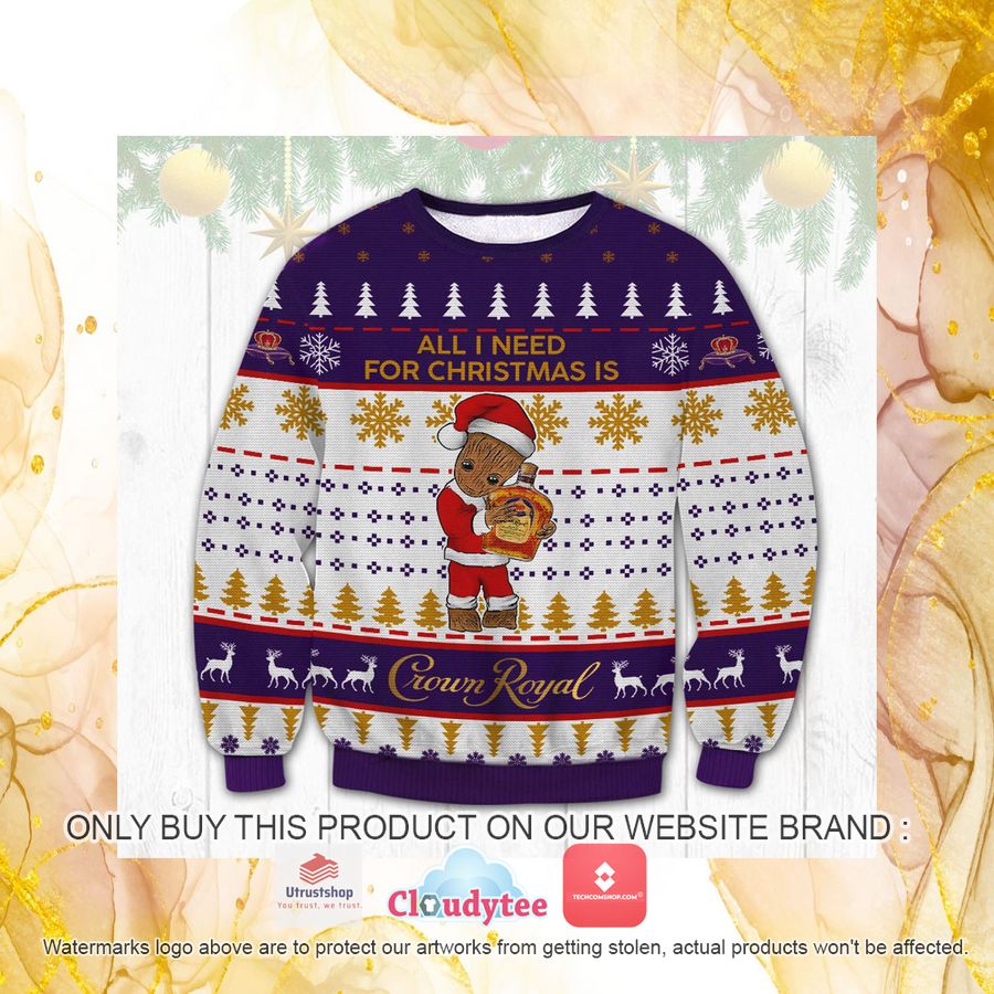 crown royal groot christmas ugly sweater 1 97909