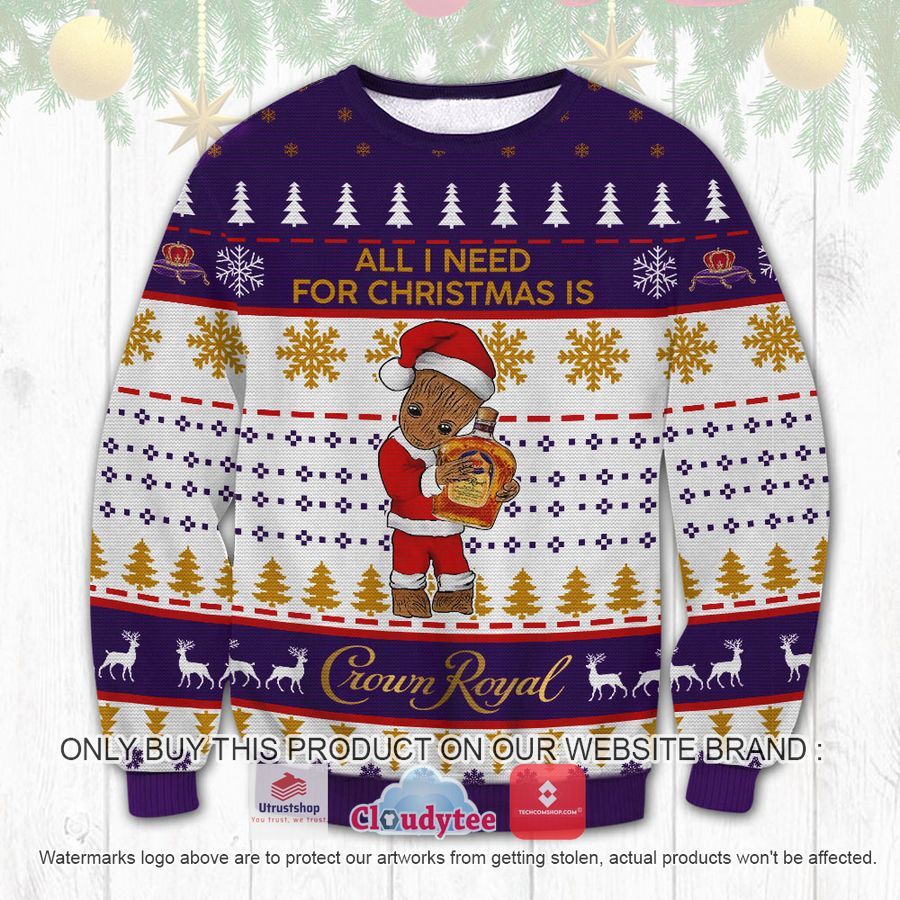 crown royal groot christmas ugly sweater 2 59942