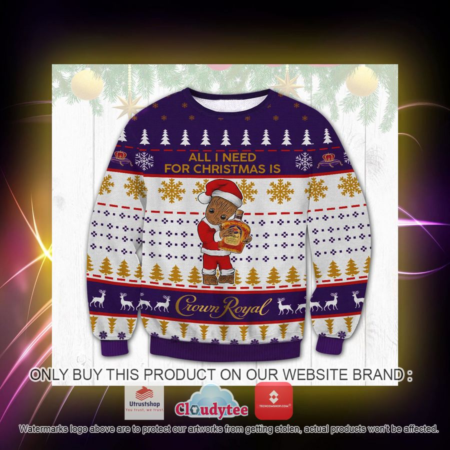 crown royal groot christmas ugly sweater 3 51308