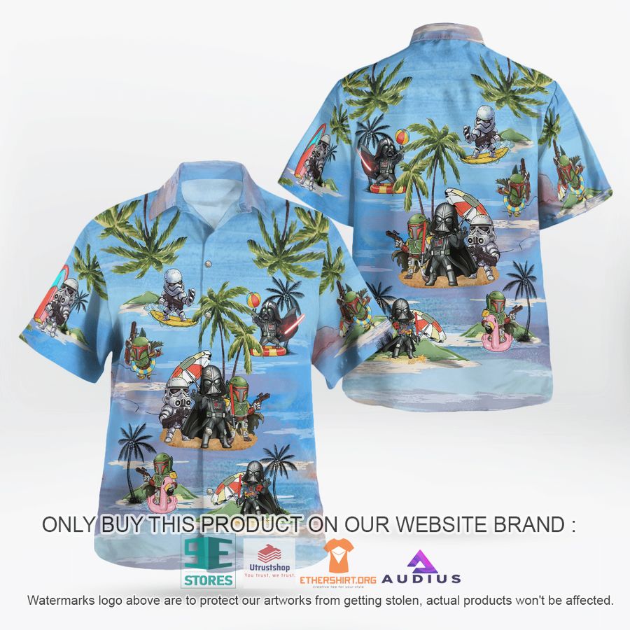 darth vader boba fett stormtrooper summer time blue hawaii shirt shorts 2 5228