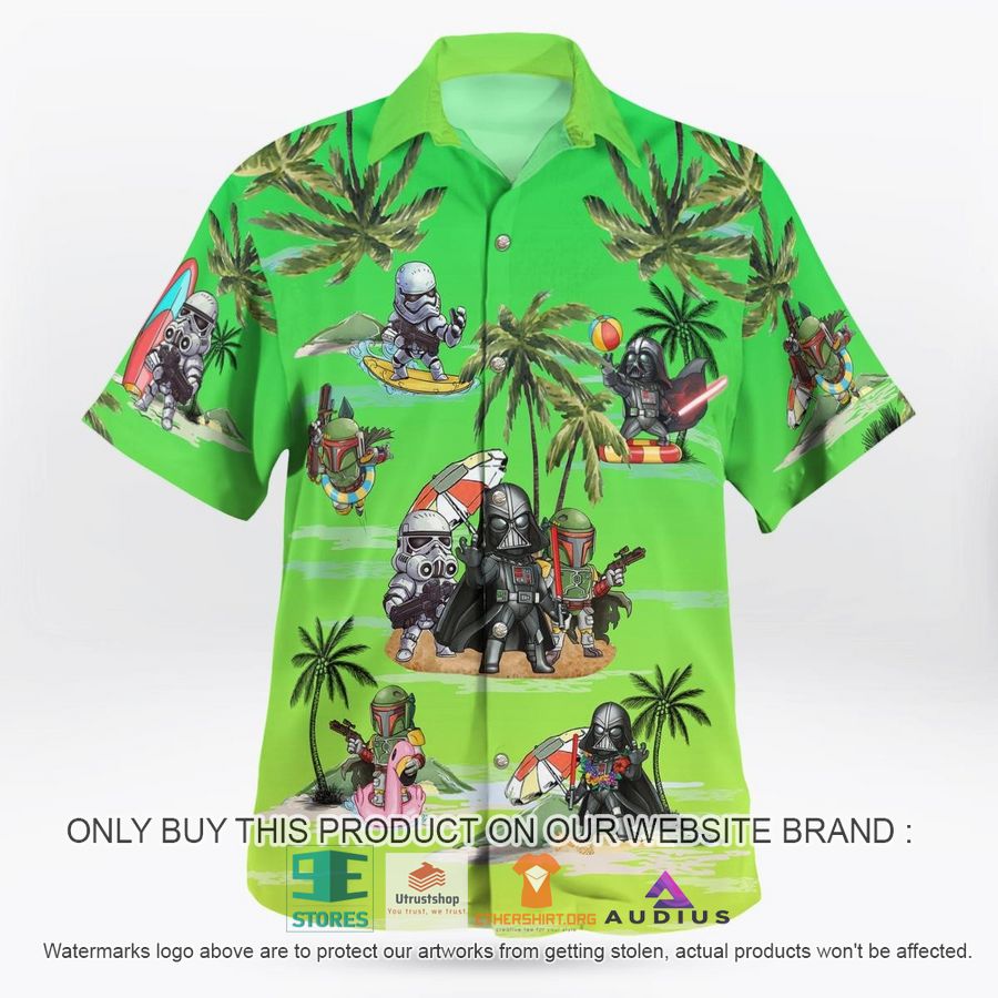 darth vader boba fett stormtrooper summer time green hawaii shirt shorts 1 20944
