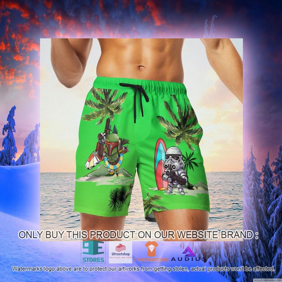 darth vader boba fett stormtrooper summer time green hawaii shirt shorts 11 76486