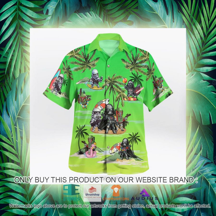 darth vader boba fett stormtrooper summer time green hawaii shirt shorts 13 50093