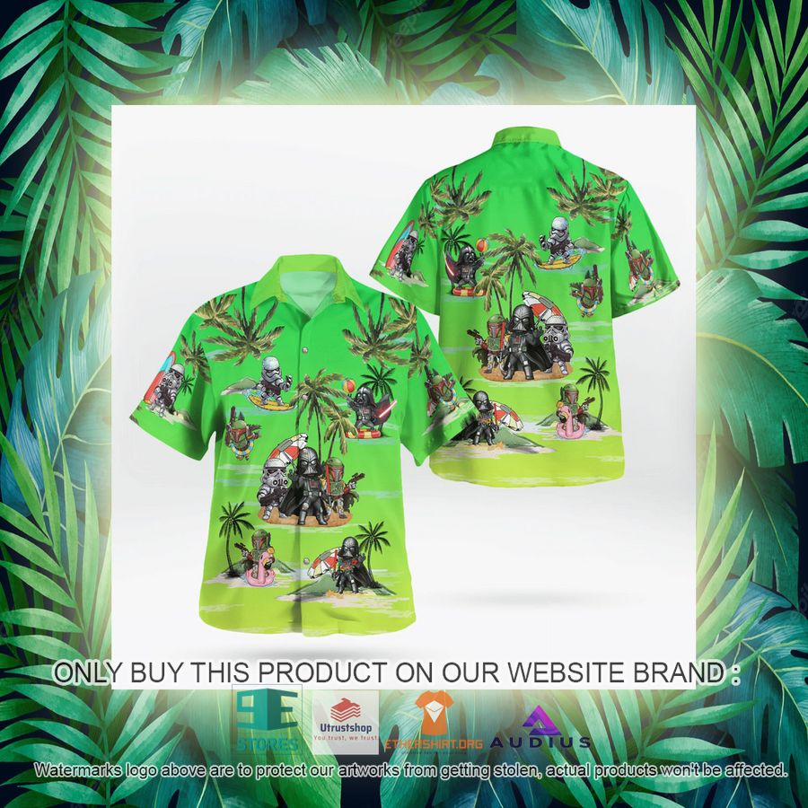 darth vader boba fett stormtrooper summer time green hawaii shirt shorts 14 14484