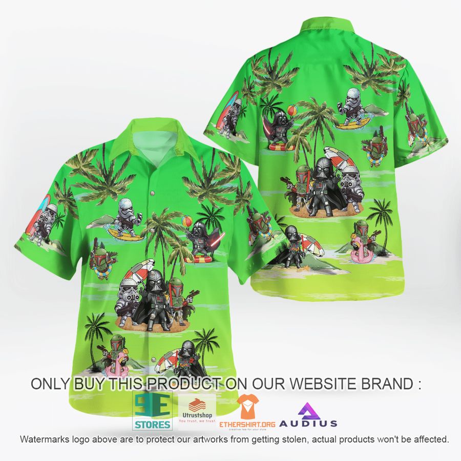 darth vader boba fett stormtrooper summer time green hawaii shirt shorts 2 77522