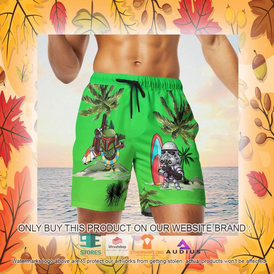 darth vader boba fett stormtrooper summer time green hawaii shirt shorts 23 48232