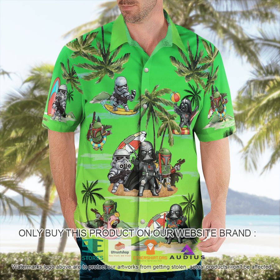 darth vader boba fett stormtrooper summer time green hawaii shirt shorts 4 59982
