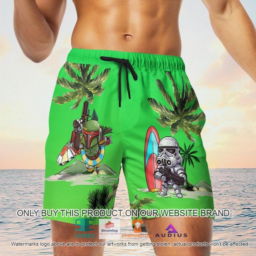 darth vader boba fett stormtrooper summer time green hawaii shirt shorts 5 35957