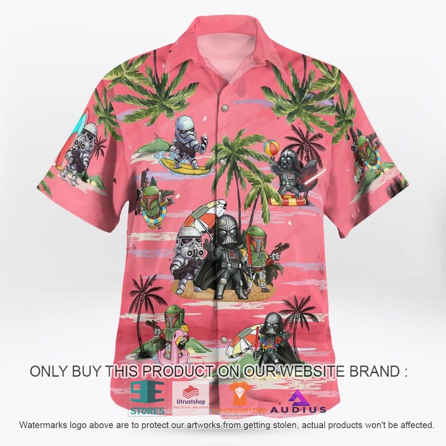 darth vader boba fett stormtrooper summer time pink hawaii shirt shorts 1 29098