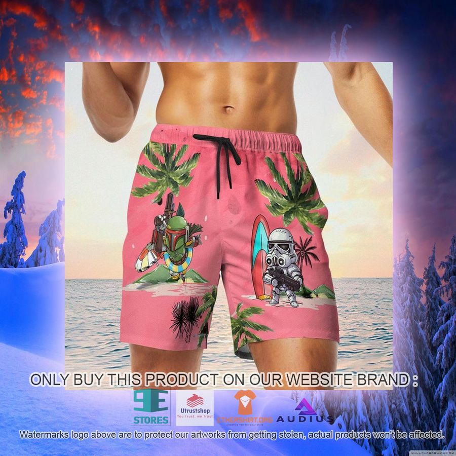 darth vader boba fett stormtrooper summer time pink hawaii shirt shorts 11 69769