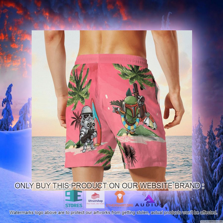 darth vader boba fett stormtrooper summer time pink hawaii shirt shorts 12 30340