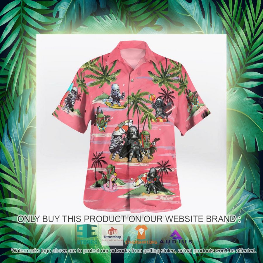 darth vader boba fett stormtrooper summer time pink hawaii shirt shorts 13 39981
