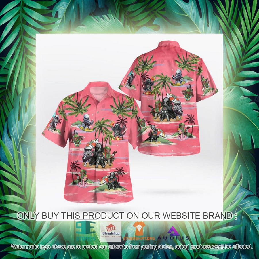 darth vader boba fett stormtrooper summer time pink hawaii shirt shorts 14 57735