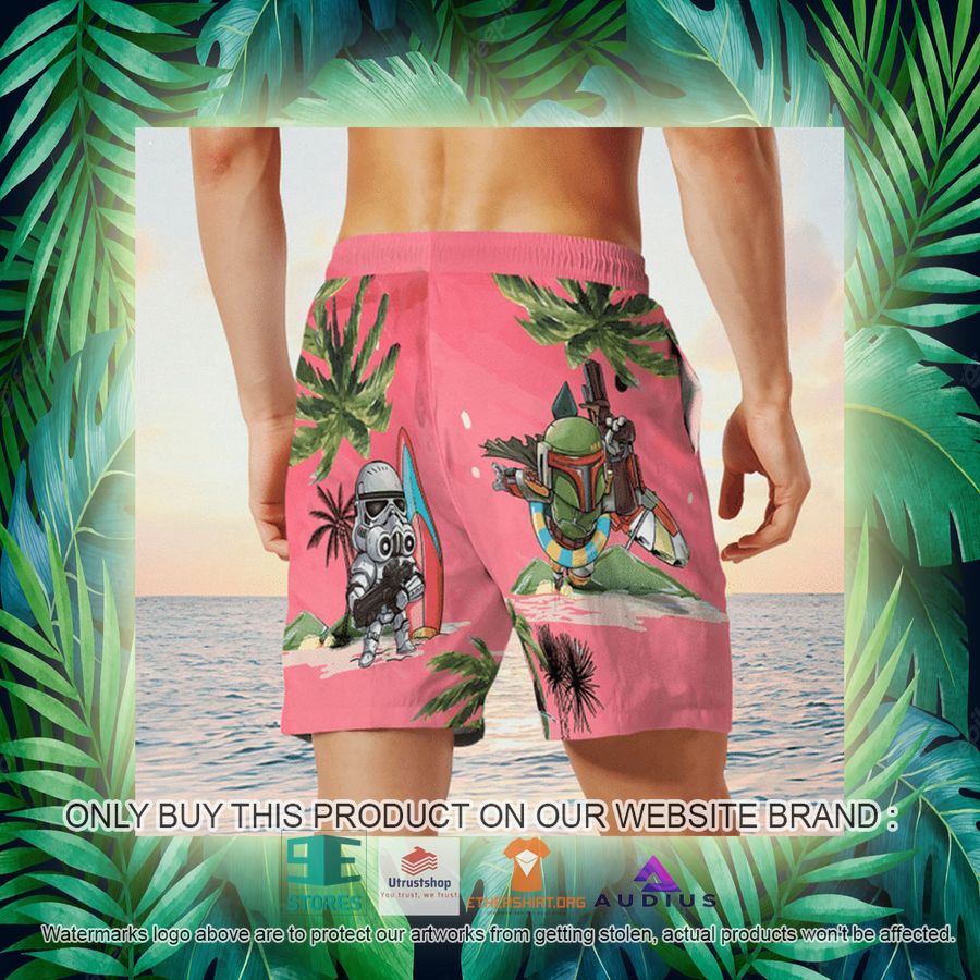 darth vader boba fett stormtrooper summer time pink hawaii shirt shorts 18 3370