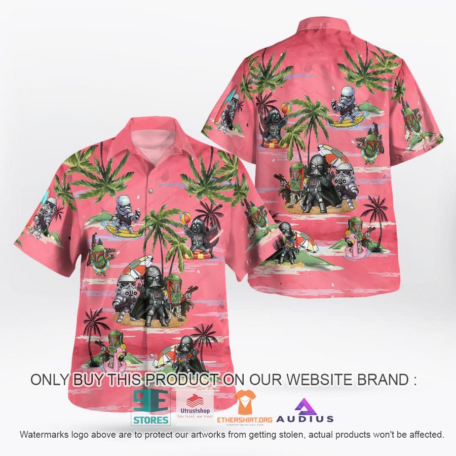 darth vader boba fett stormtrooper summer time pink hawaii shirt shorts 2 80540