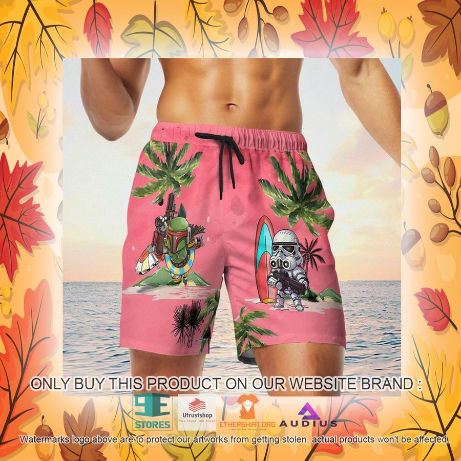 darth vader boba fett stormtrooper summer time pink hawaii shirt shorts 23 79955