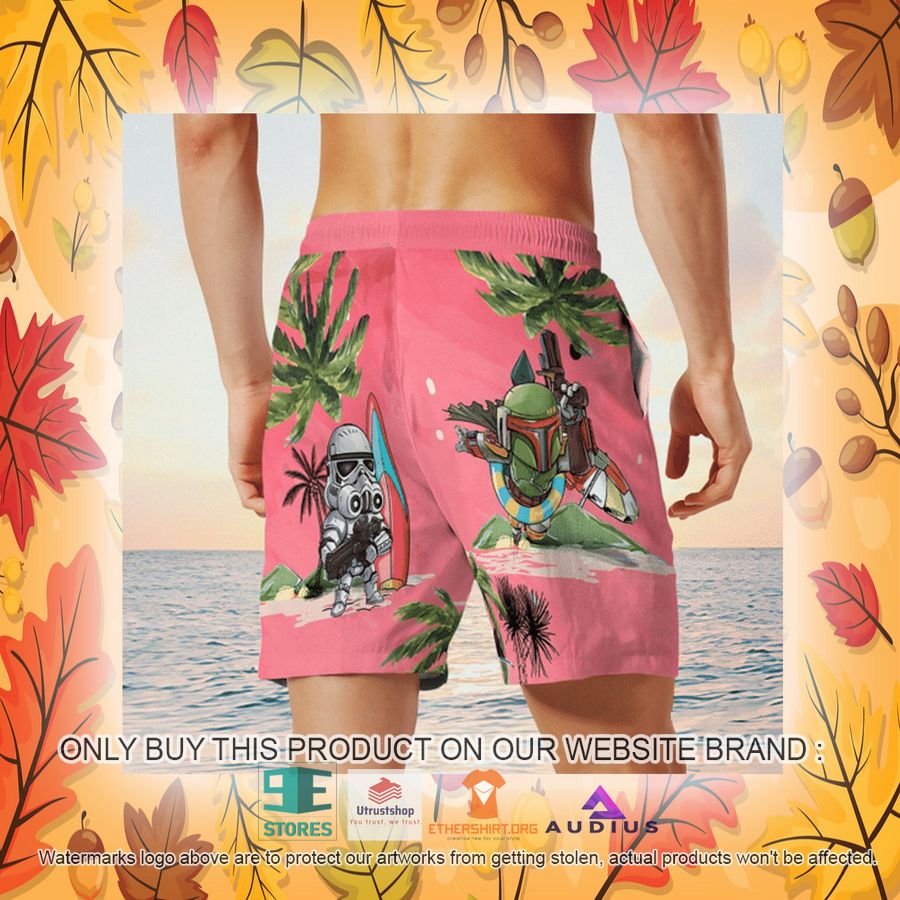 darth vader boba fett stormtrooper summer time pink hawaii shirt shorts 24 35524