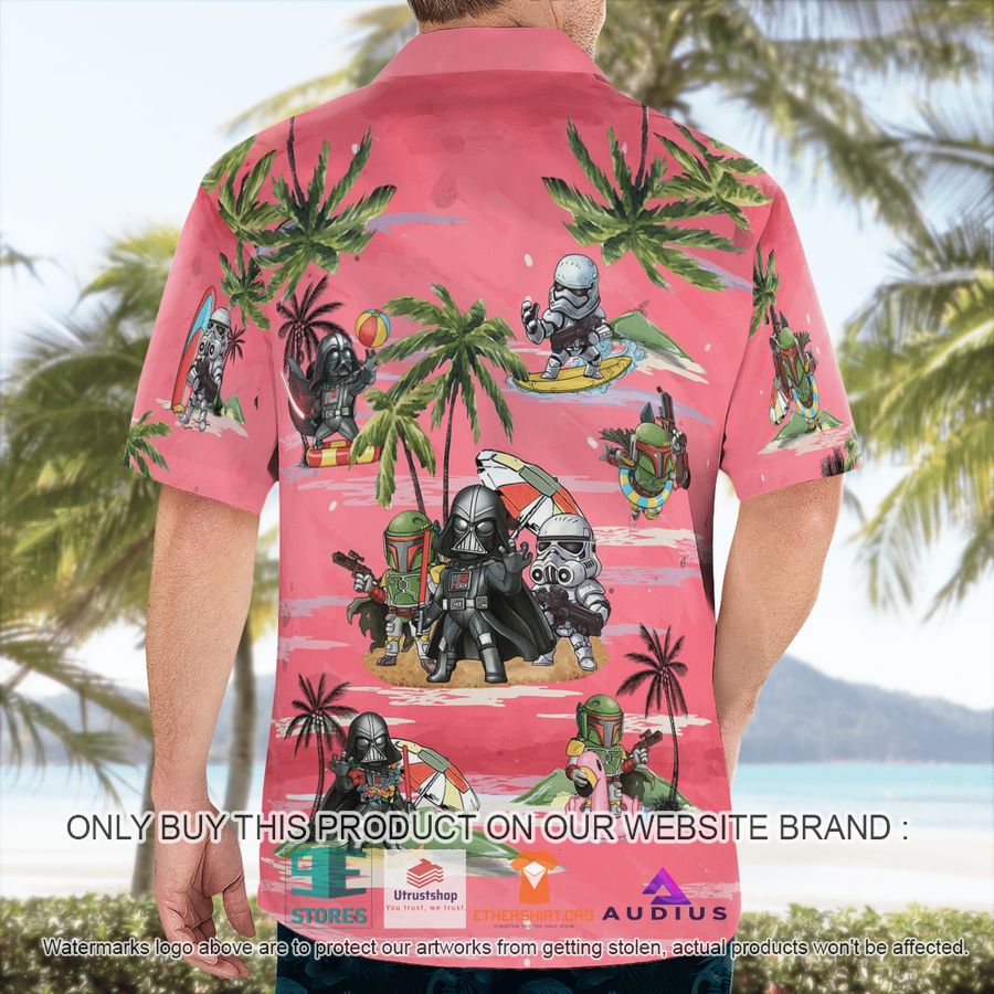 darth vader boba fett stormtrooper summer time pink hawaii shirt shorts 3 85919