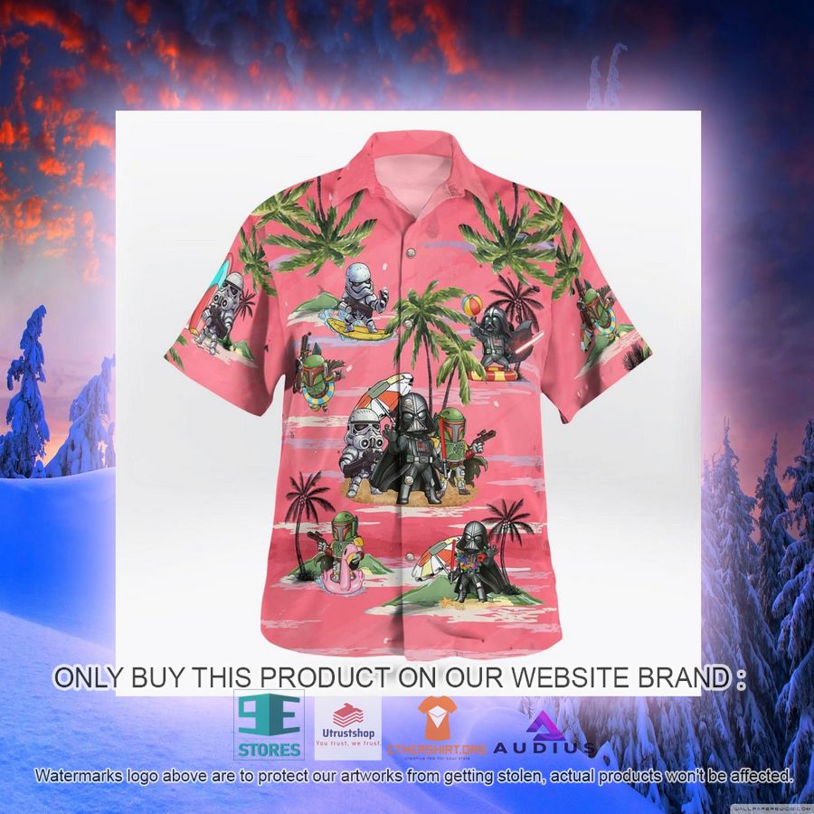 darth vader boba fett stormtrooper summer time pink hawaii shirt shorts 7 96354