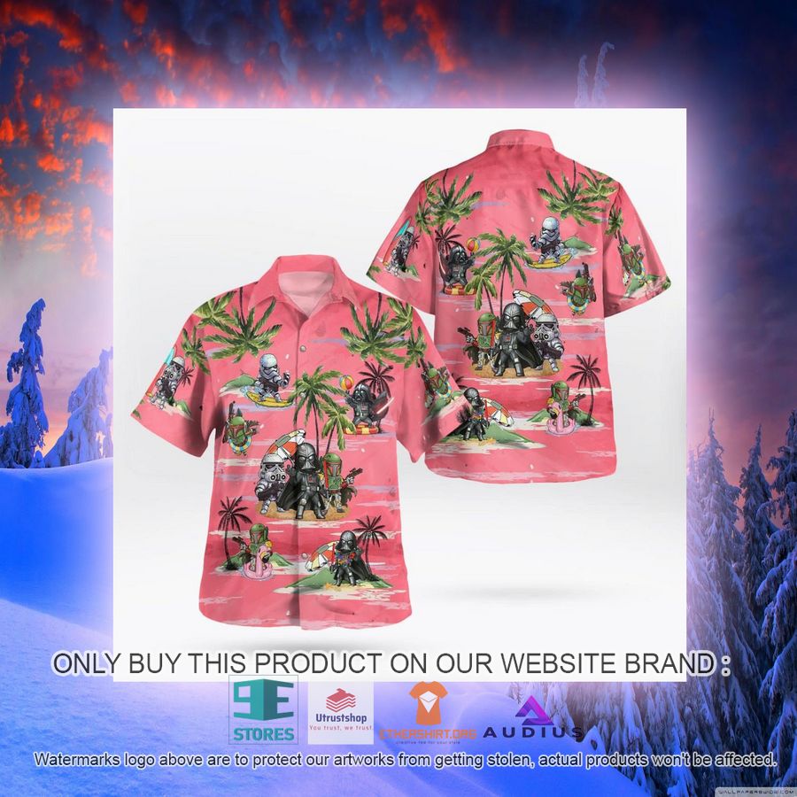 darth vader boba fett stormtrooper summer time pink hawaii shirt shorts 8 58620