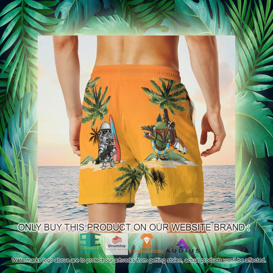 darth vader boba fett stormtrooper summer time sunset yellow hawaii shirt shorts 18 9079