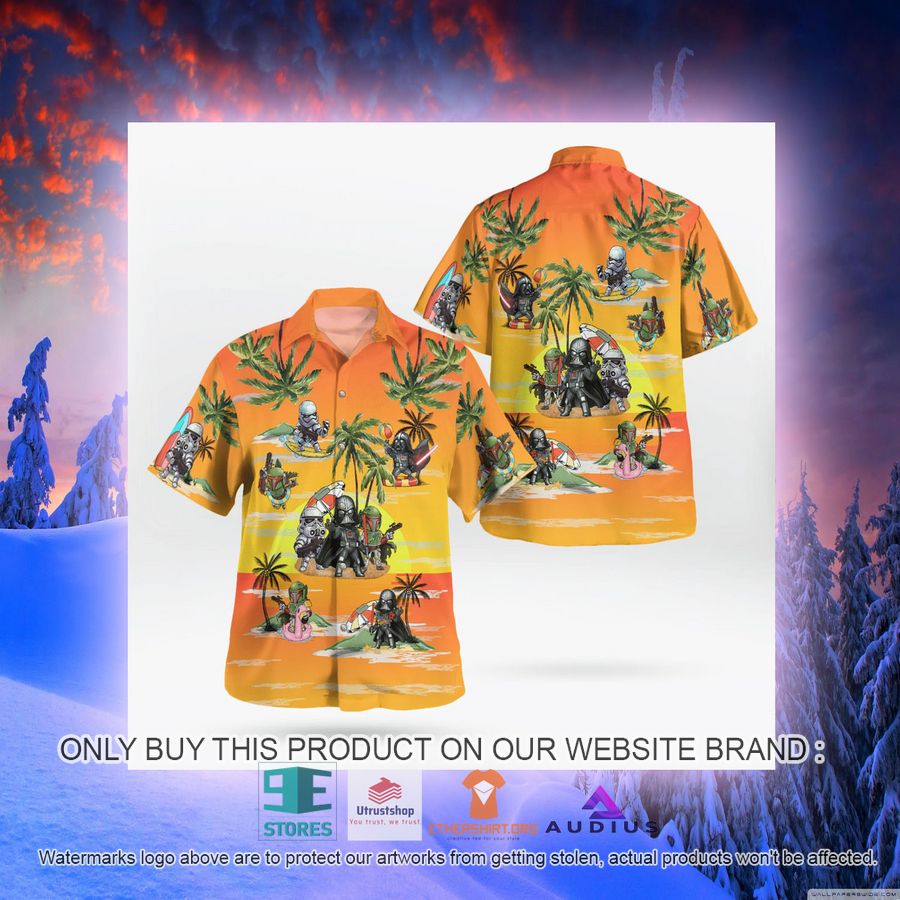 darth vader boba fett stormtrooper summer time sunset yellow hawaii shirt shorts 8 30083